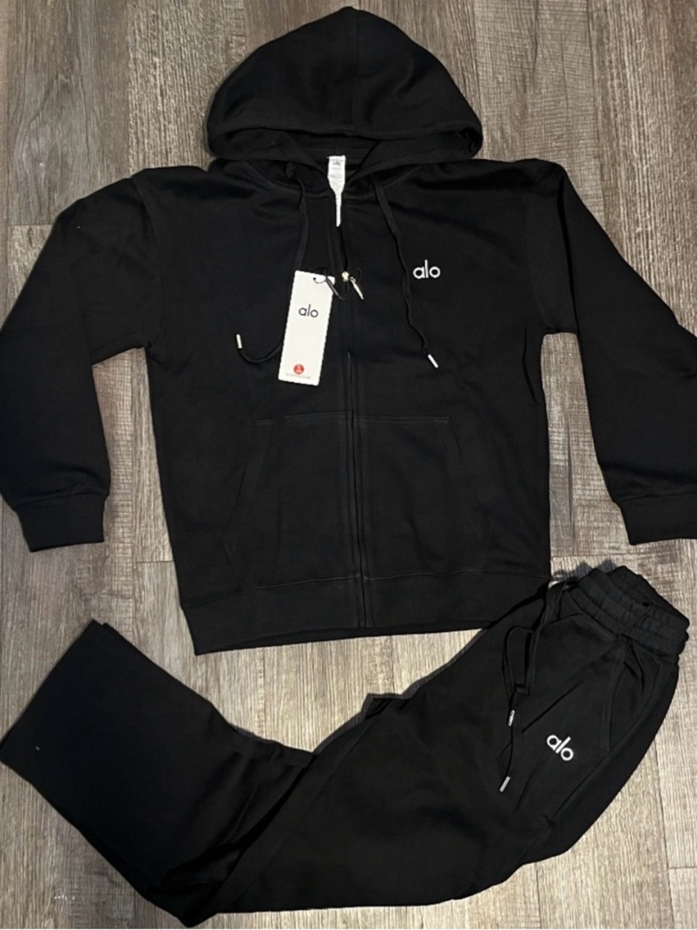 Alo Black Zip Hoodie & Jogger Set